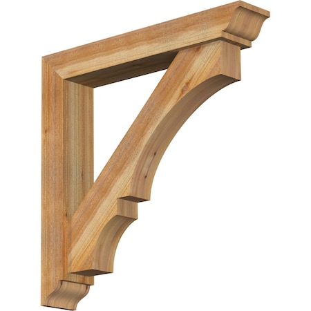 Ekena Millwork Balboa Traditional Rough Sawn Bracket w/ Offset Brace, Western Red Cedar, 6"W x 34"D x 34"H BKT0604X34X34BOA01RWR